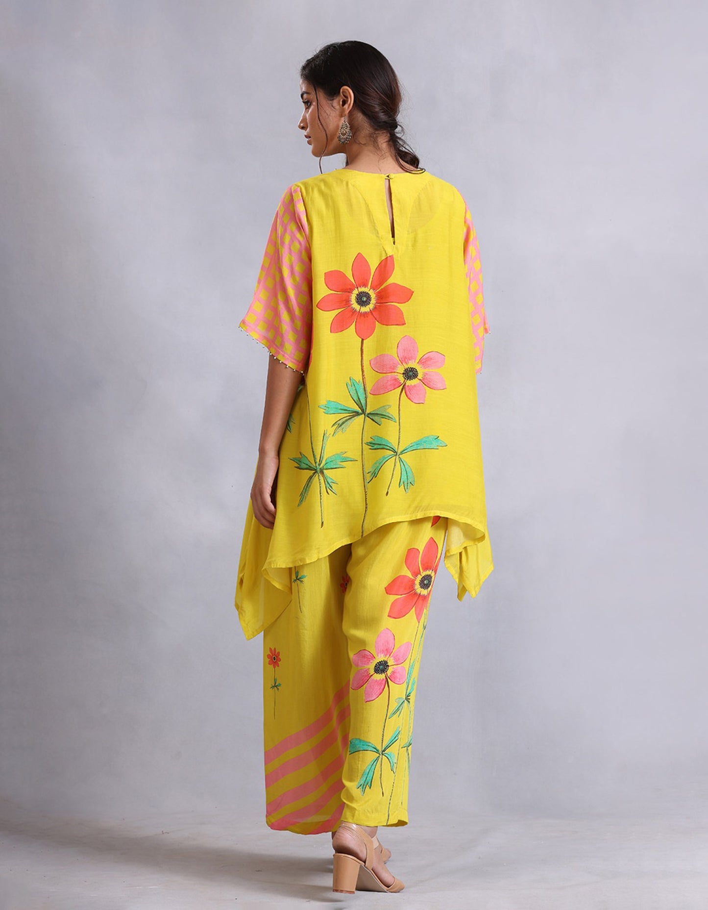 Ochre Yellow Asymmetric Cotton Silk Sunehri kurta set