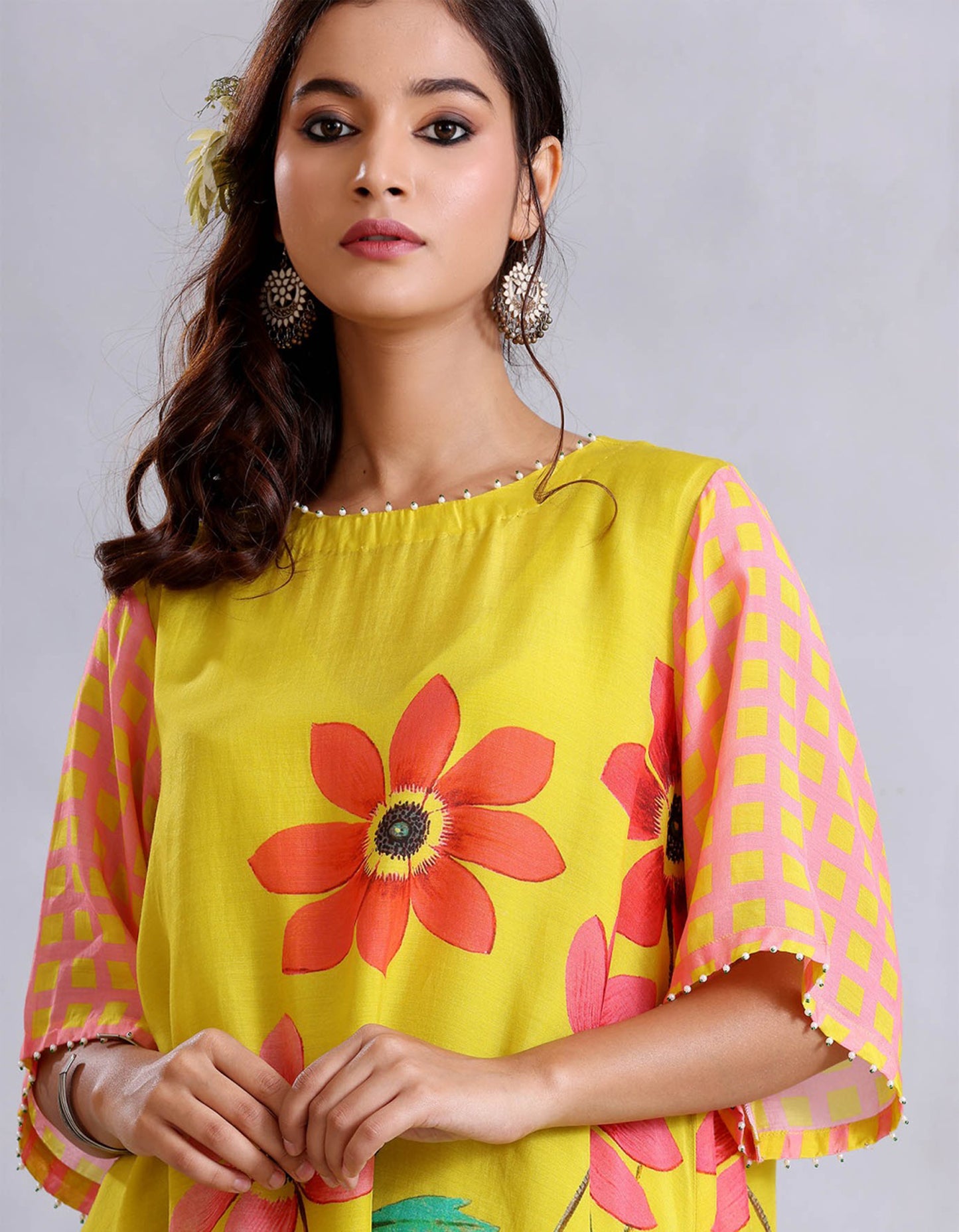 Ochre Yellow Asymmetric Cotton Silk Sunehri kurta set