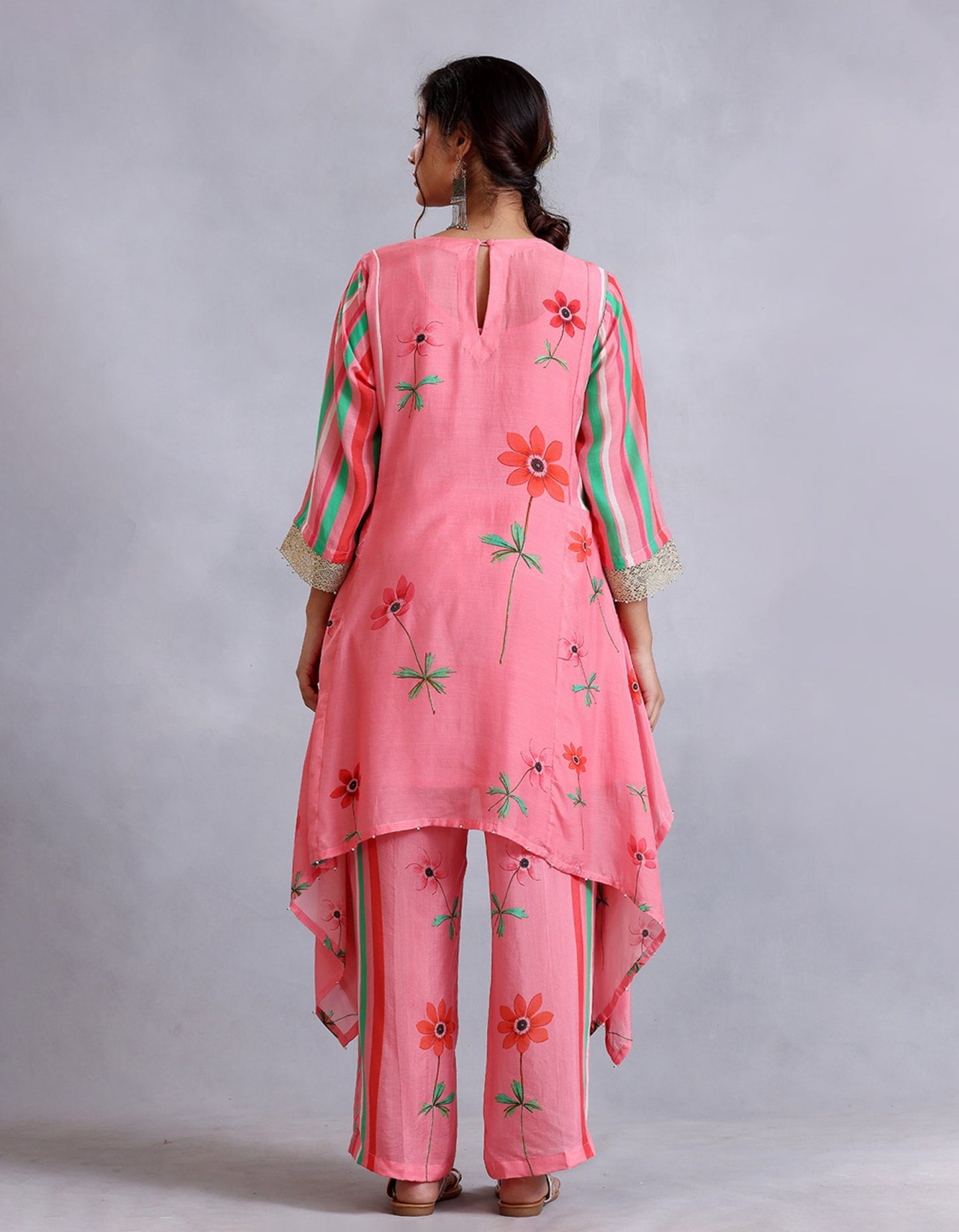 Peach Cotton Silk Sunehri kurta set