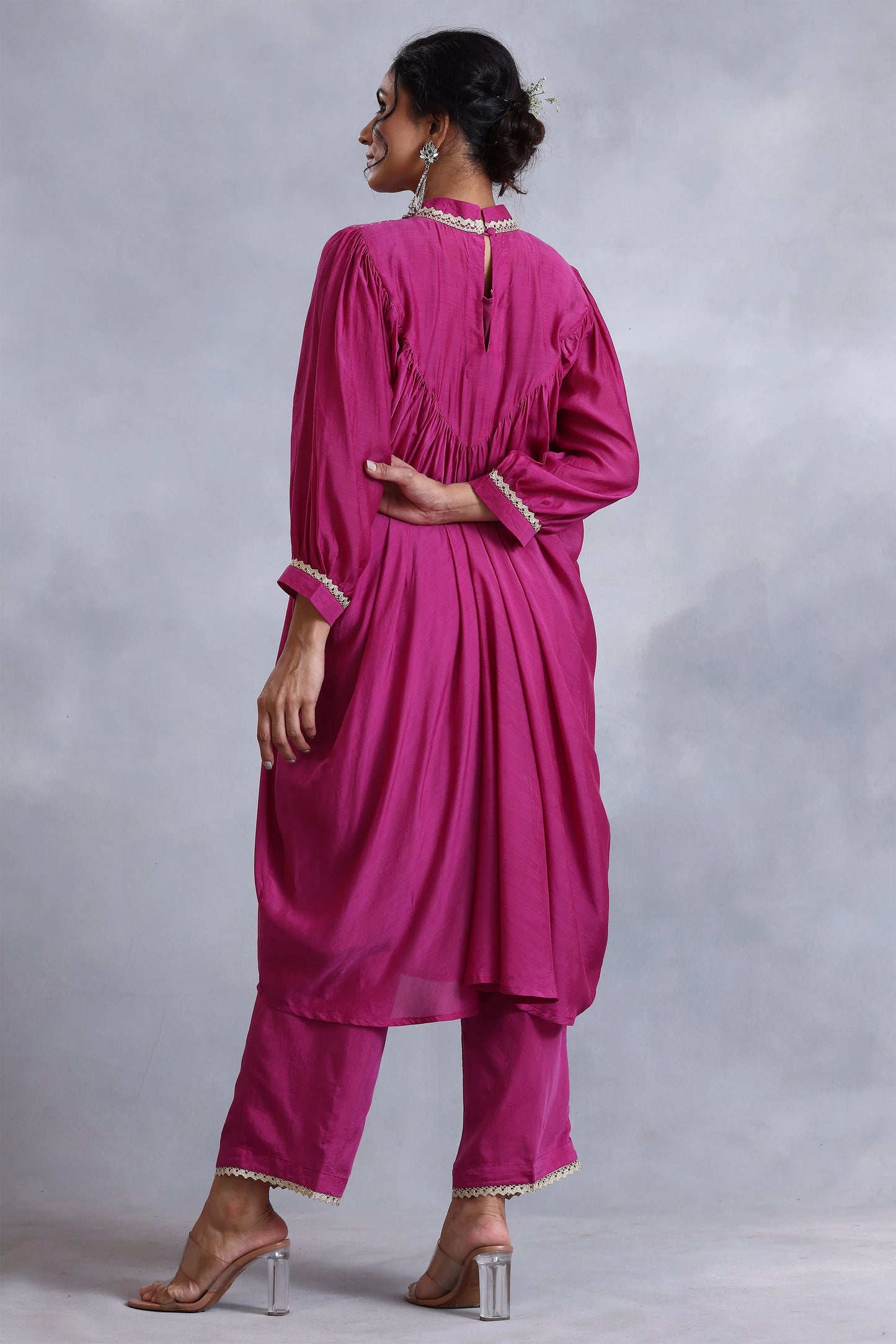 Burgandy Cotton Silk Sunehri kurta set