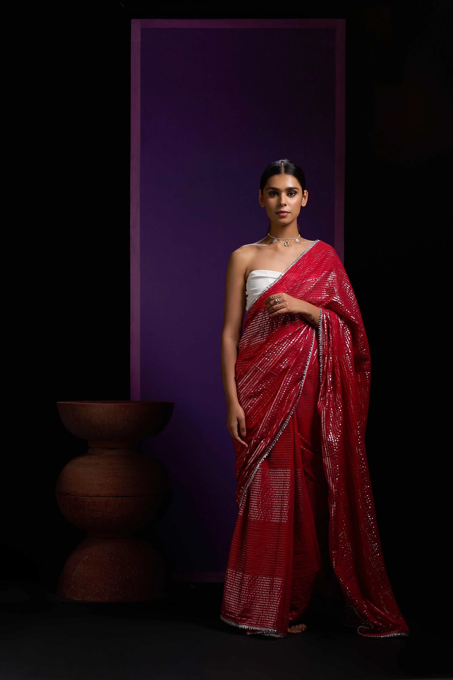 Red Shine Cotton Handloom Saree