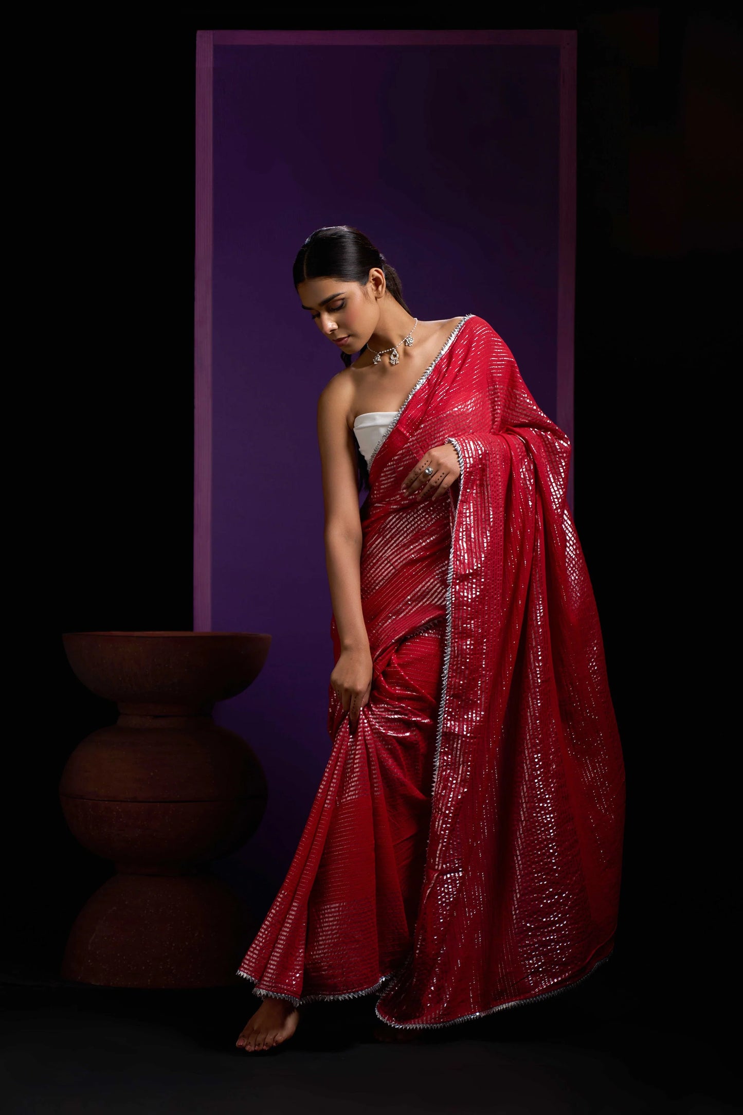 Red Shine Cotton Handloom Saree