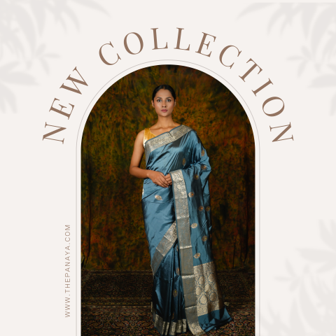 Teal Katan Pure Silk Saree - Panaya