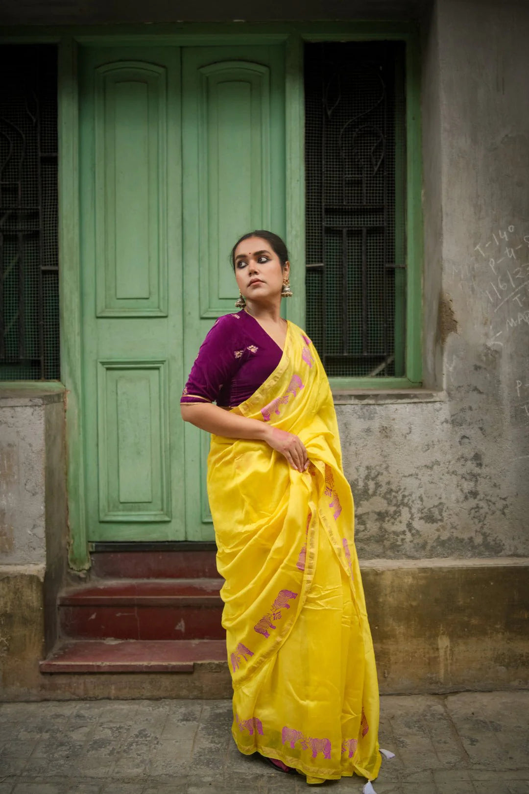 Majestic Muse Yellow Chanderi Silk Handloom saree