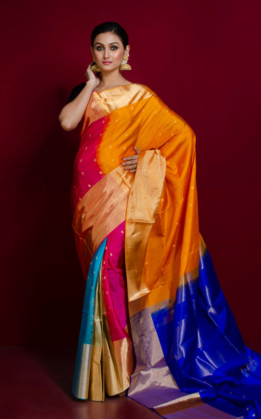 Soft Silk 4D Kanchipuram Silk Saree in Brush Gold Tissue Finish Border