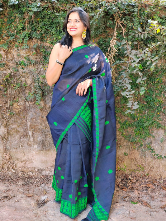 Uruka Dark Blue Mekhela Chador