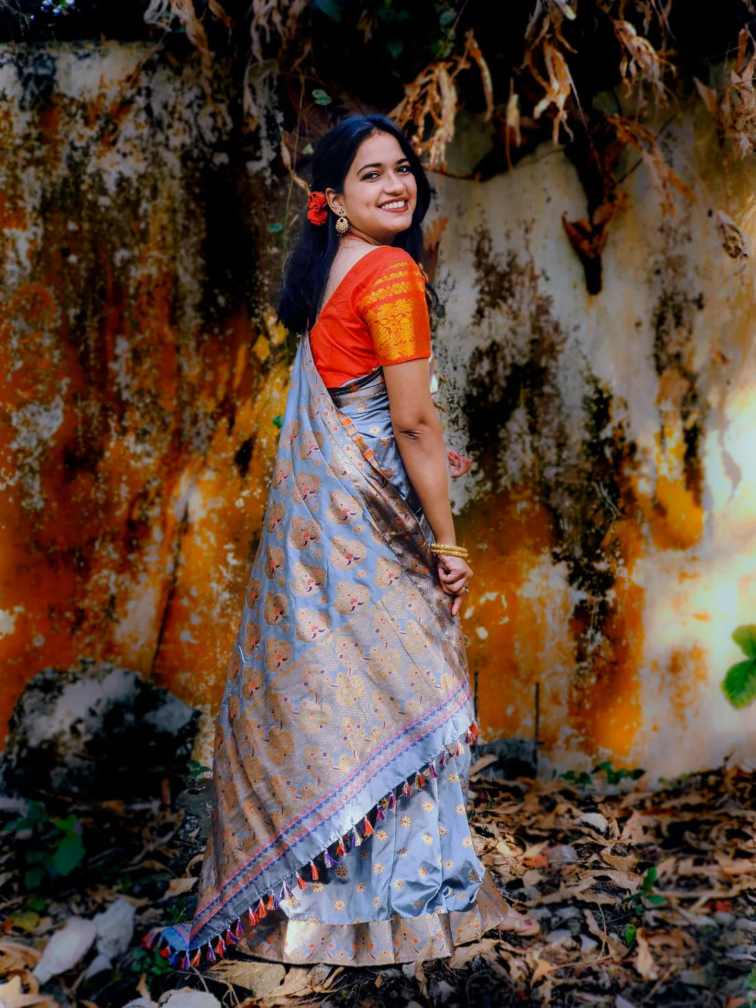 Vovam Blue Silk Handloom saree