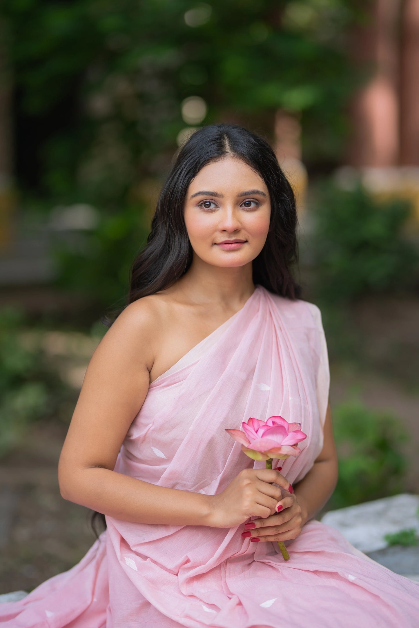 Handloom Pastel Pink Soft Cotton Jamdani Saree