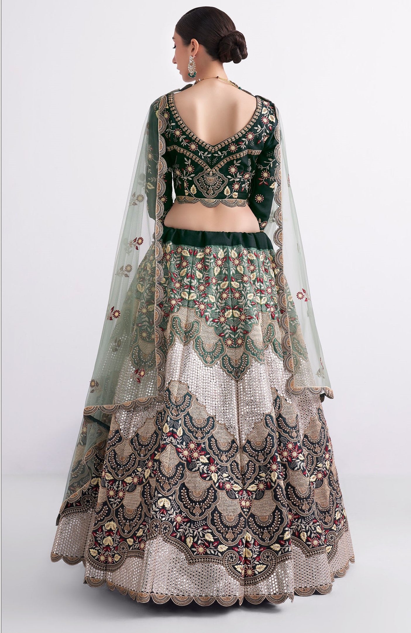 Dark Green Color Silk Embroidered Bridal Lehenga Choli