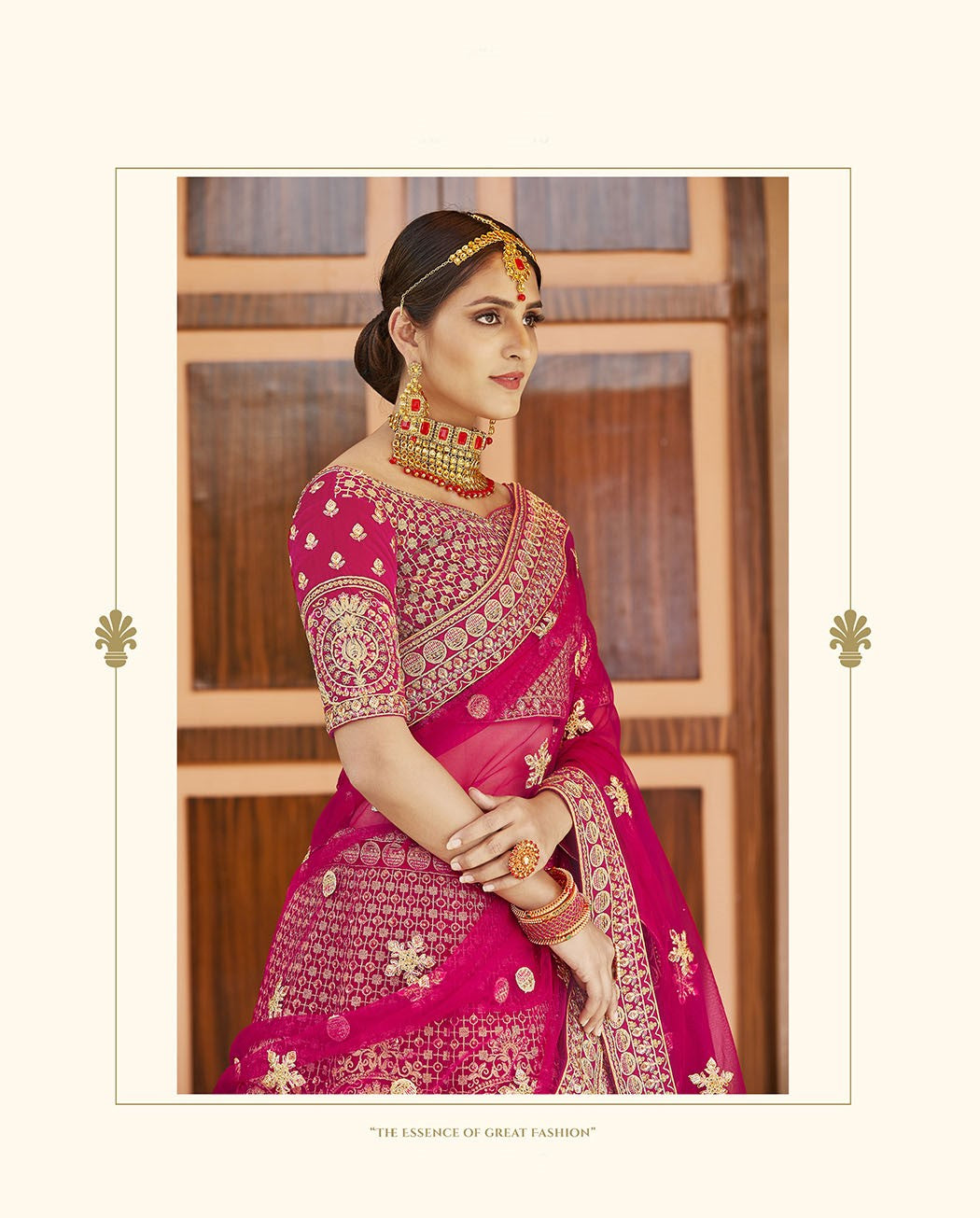 Dark Pink Color Bridal Velvet Lehenga