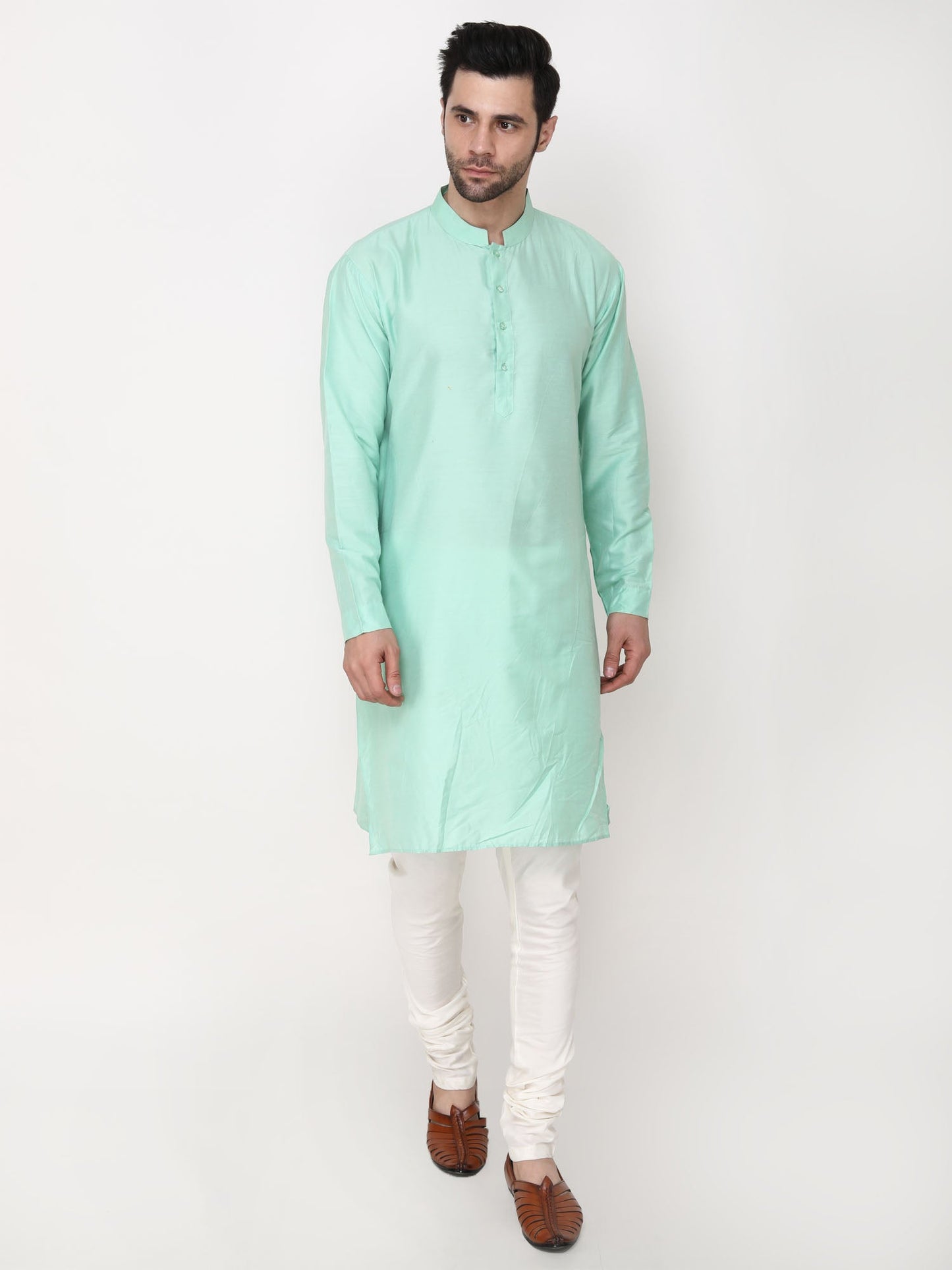 Multi color Jacket with Green & Ivory Kurta Churidaar-Plus