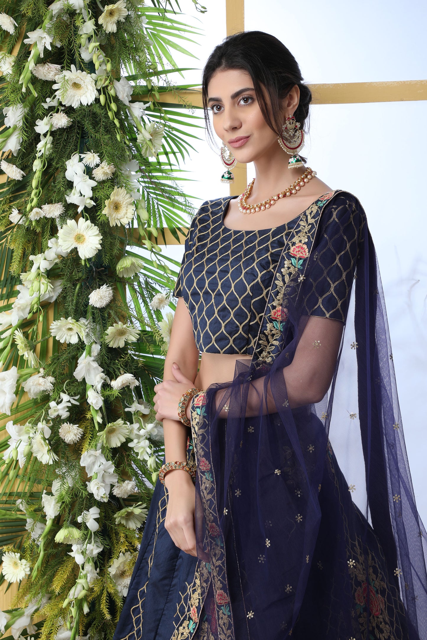 Stunning Blue Color Art Silk Lehenga