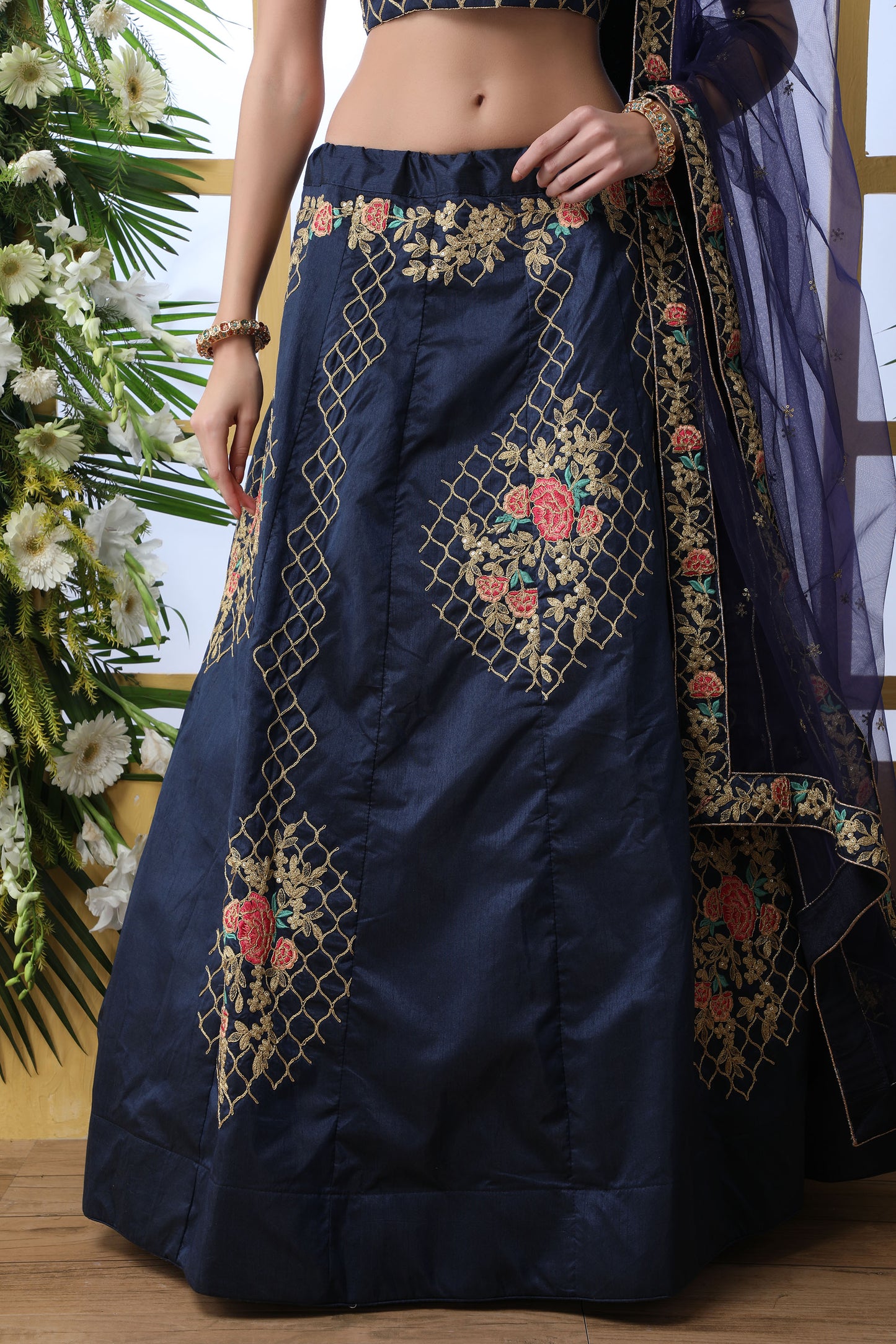 Stunning Blue Color Art Silk Lehenga