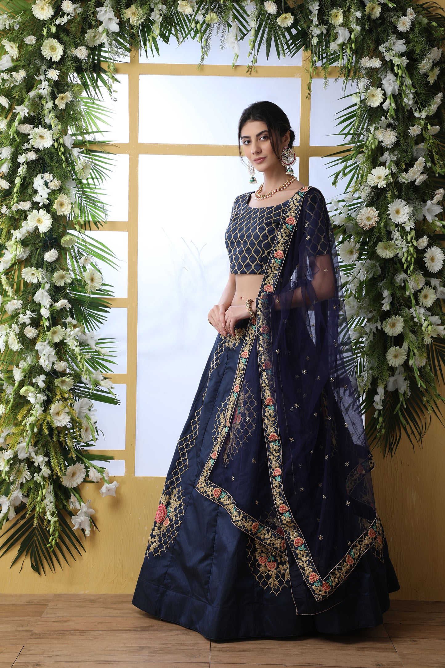 Stunning Blue Color Art Silk Lehenga