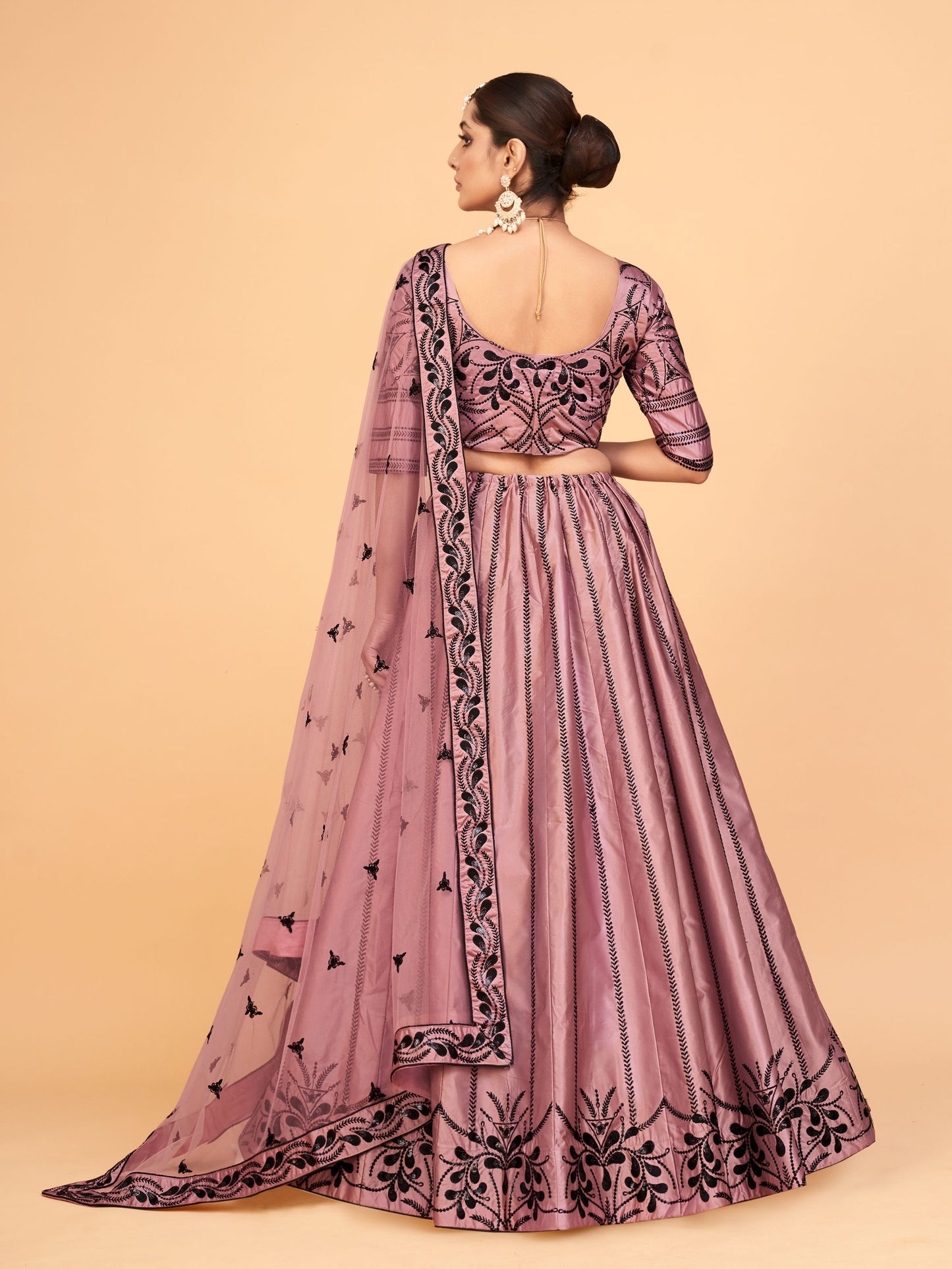 Mauve Color Silk Sequins Embroidery Lehenga 1003