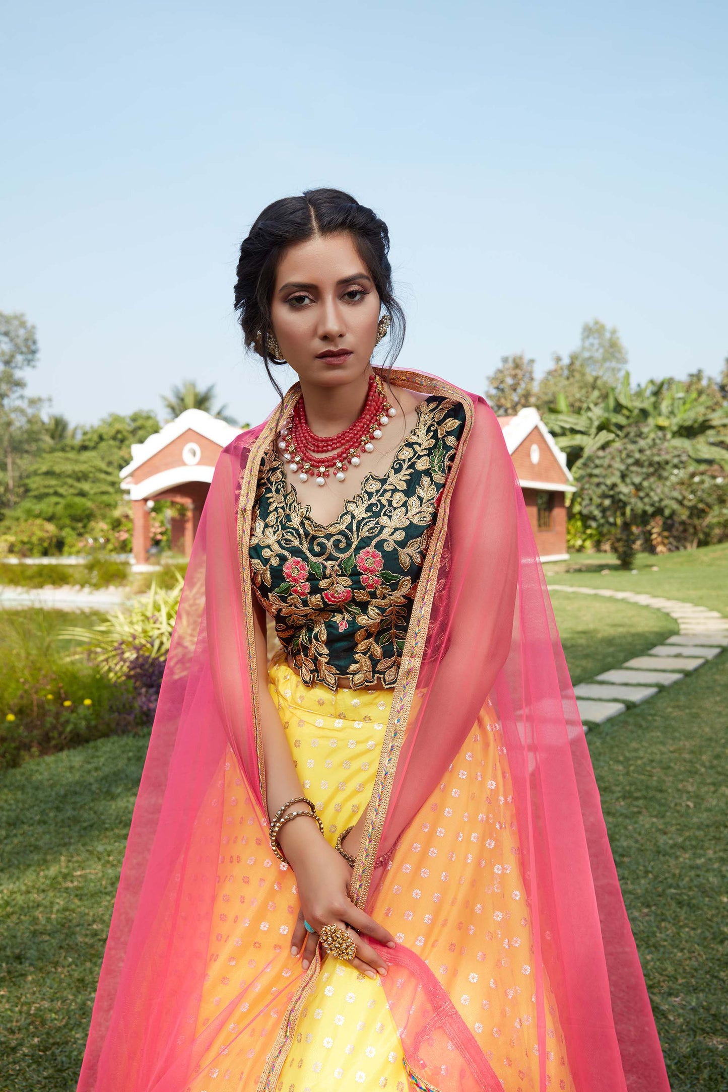 Yellow Color Net Lehenga Choli