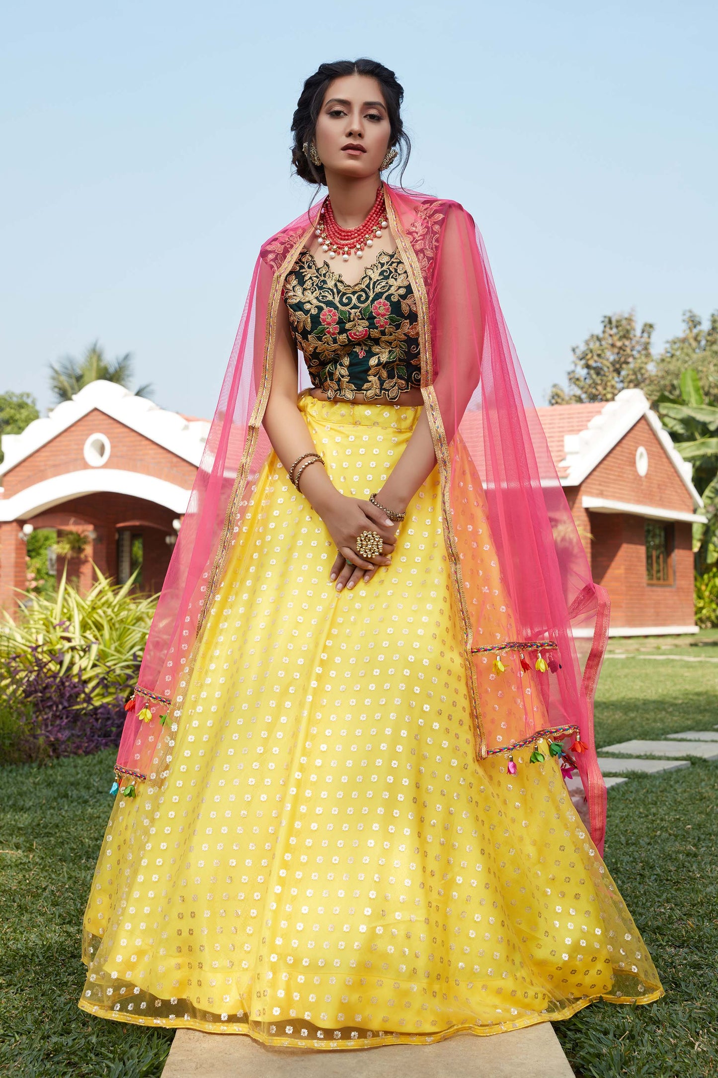 Yellow Color Net Lehenga Choli