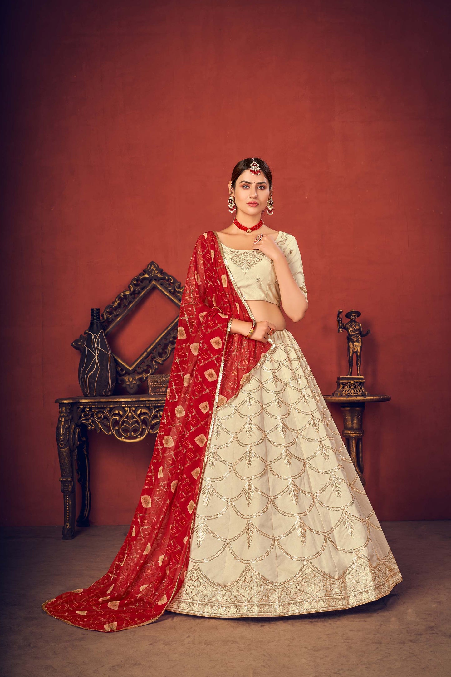 White Sequence Embroidered Bridesmaid Lehenga 1767