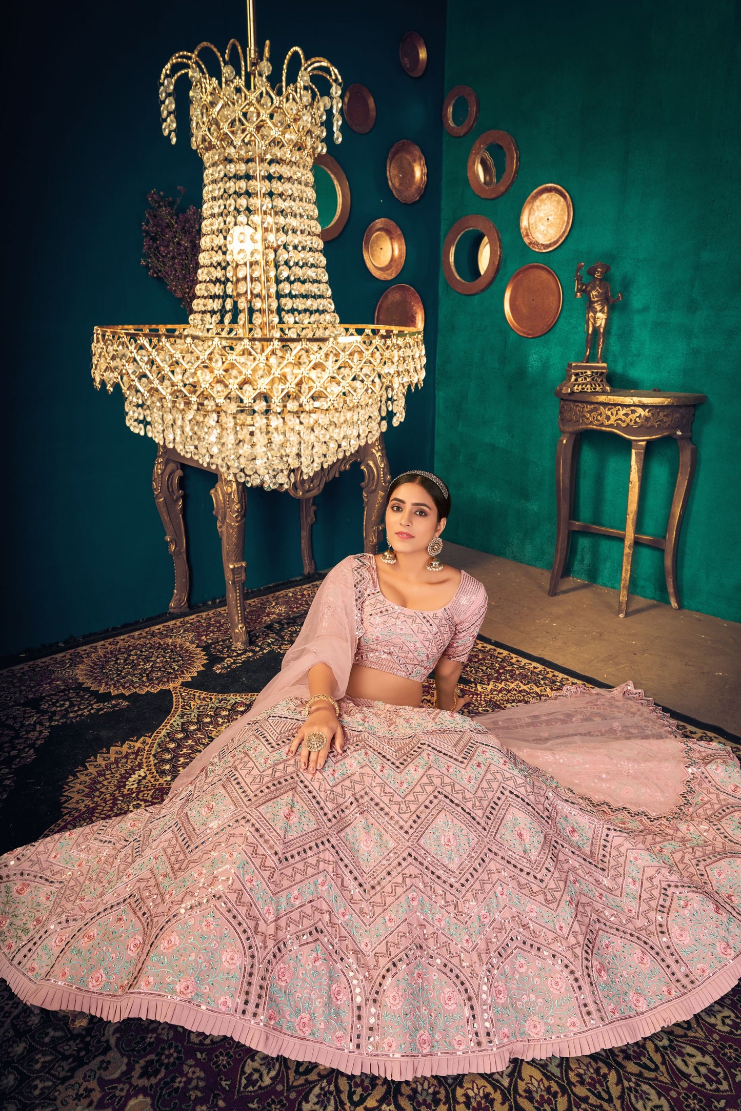 Pink Pastel Georgette Net Lehenga