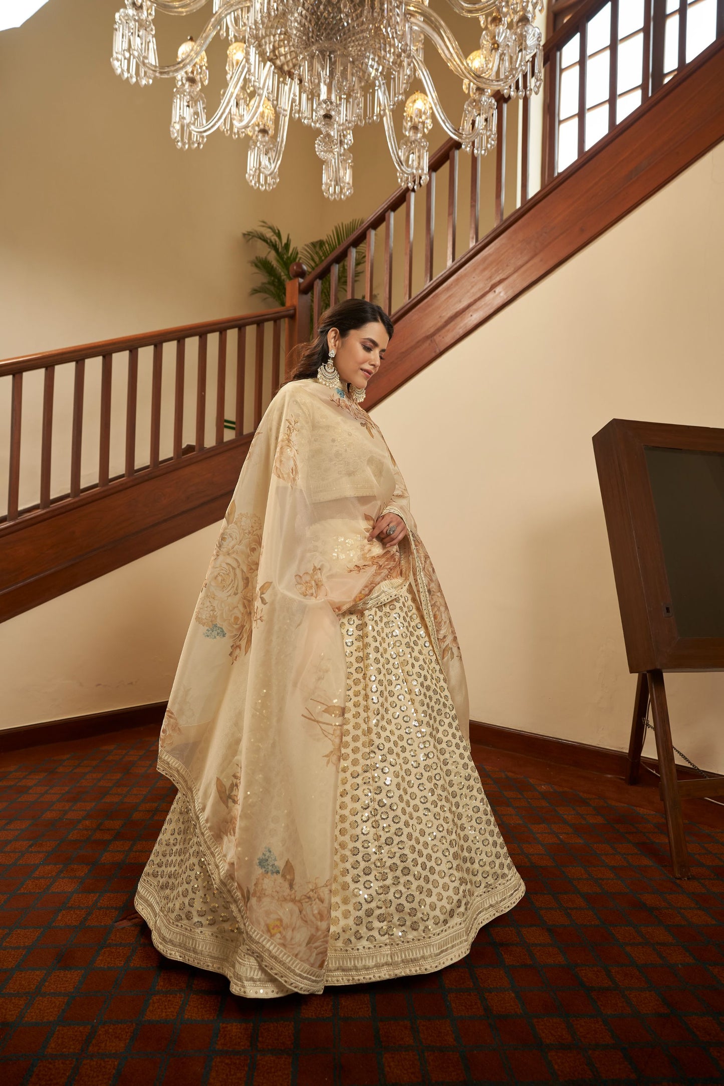 Beige Art Silk Lehenga