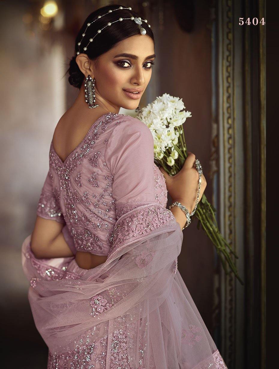 Pink Fabric Bridal Lehenga Size    - Glamou  al