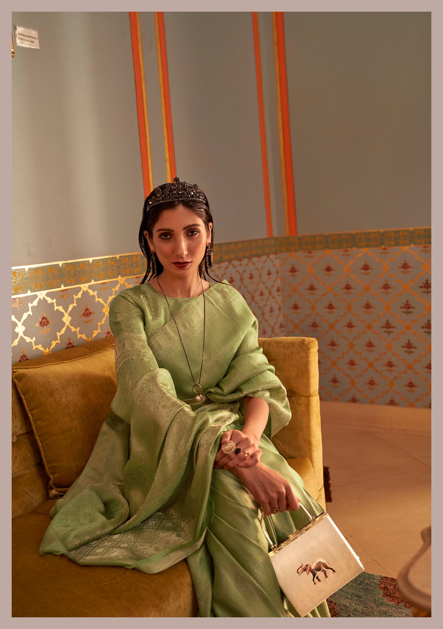 Pista Green Zari Woven Kanjivaram Silk Saree