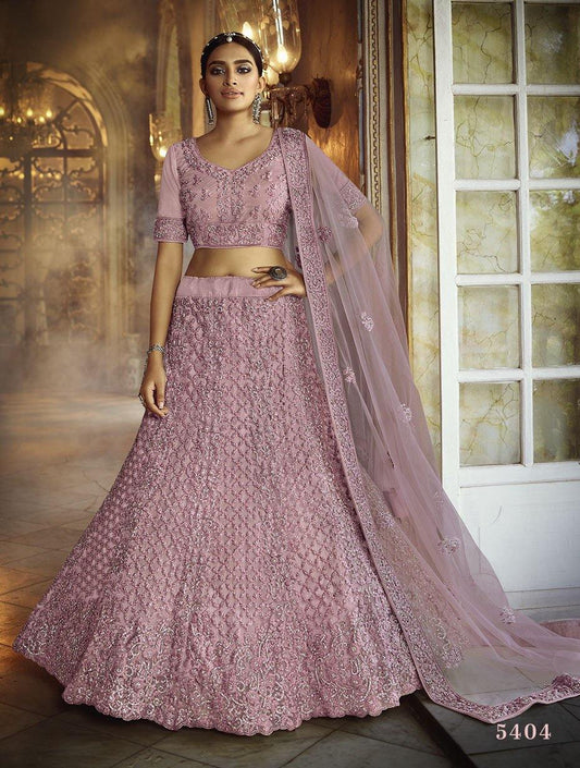 Pink Fabric Bridal Lehenga Size    - Glamou  al