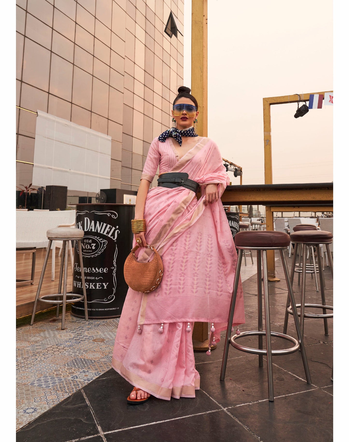 Floral Pink Koral Silk Saree