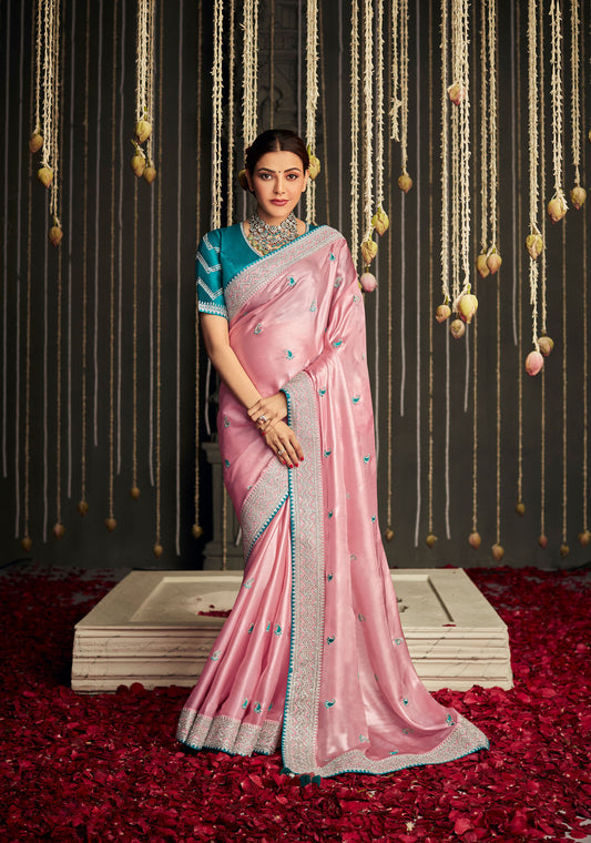 Dusty Pink Dola Silk Weaving Saree