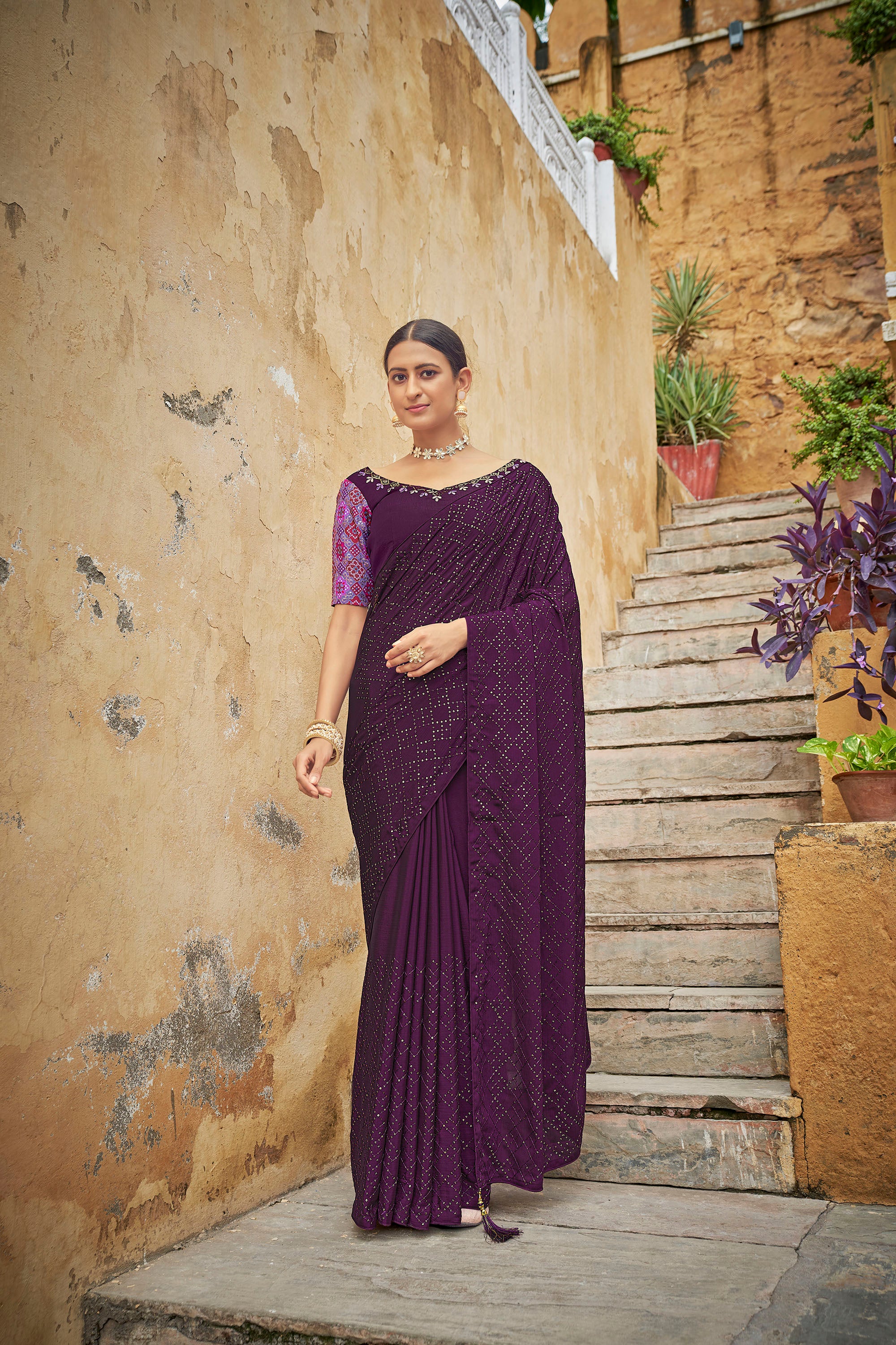 Buy Purple Sarees for Women by NIRAVE FASHION Online | Ajio.com