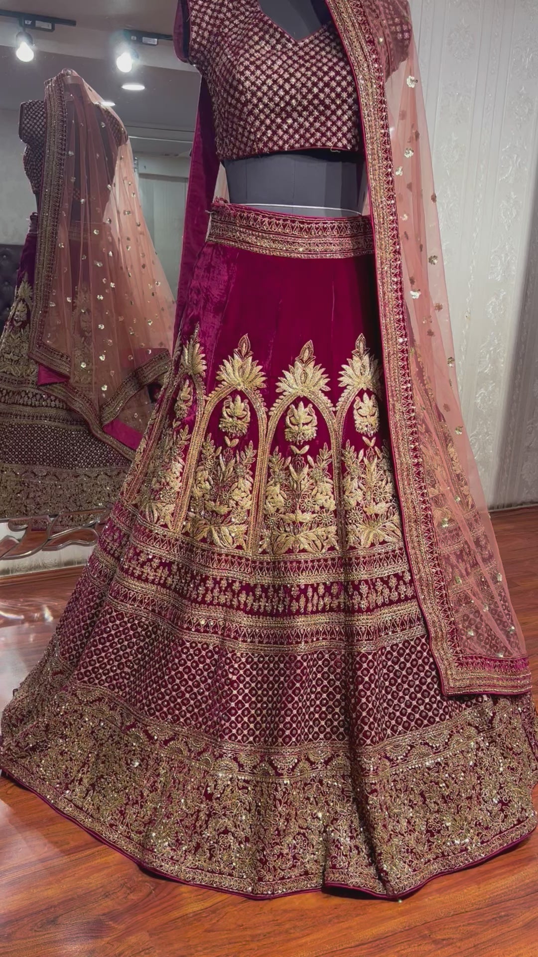 Bridal Lehengas : Designer Green micro velvet heavy embroidered ...