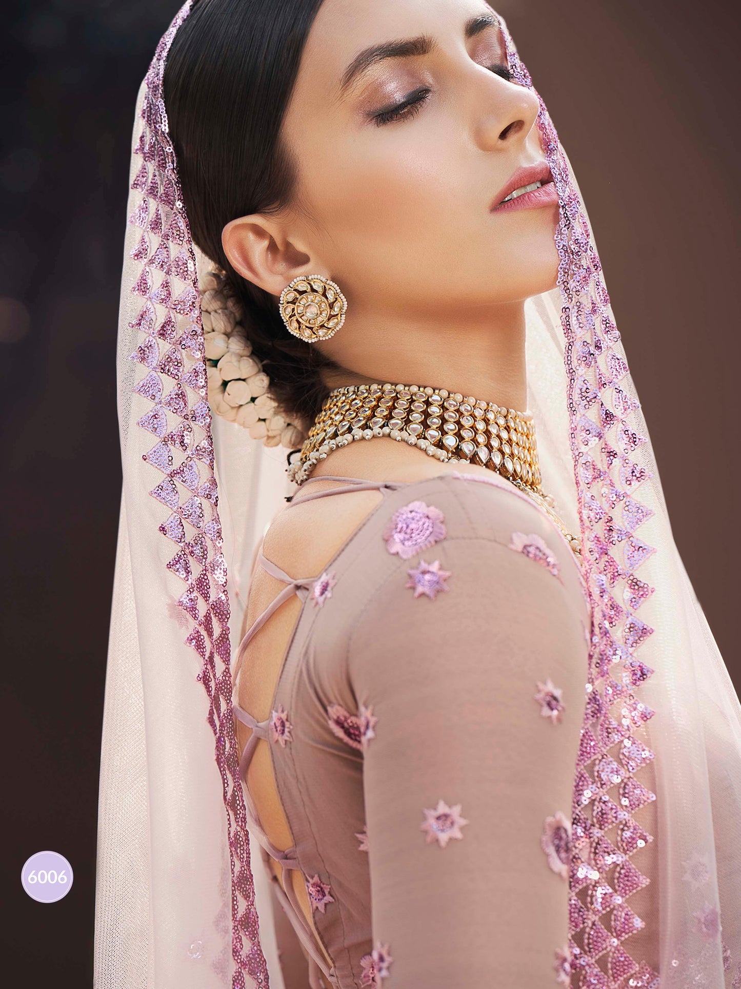 Lilac Soft Net Embroidered Lehenga Choli Set -    - Glamou  al