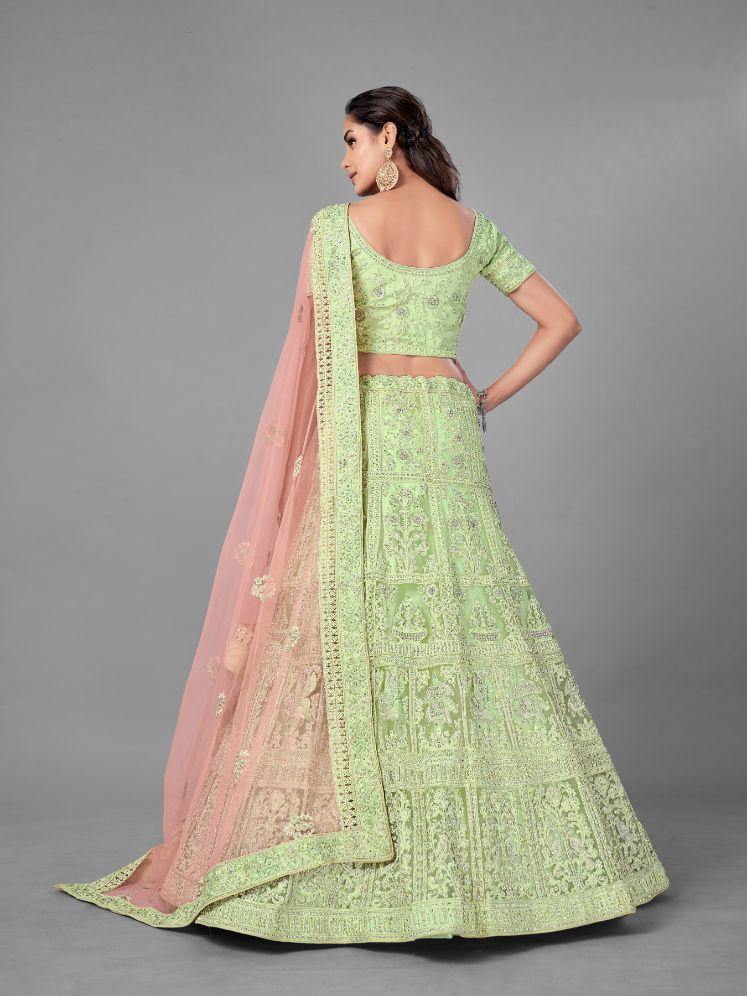    Pista Green Soft Net Lehenga Set - Glamou  al