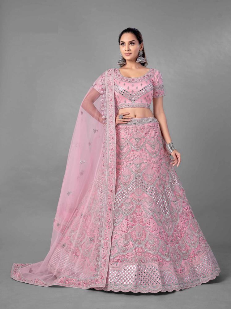    Pink Bridal Wear Lehenga Set - Glamou  al