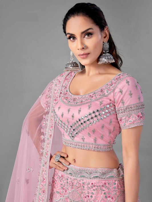    Pink Bridal Wear Lehenga Set - Glamou  al