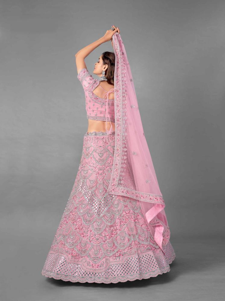    Pink Bridal Wear Lehenga Set - Glamou  al