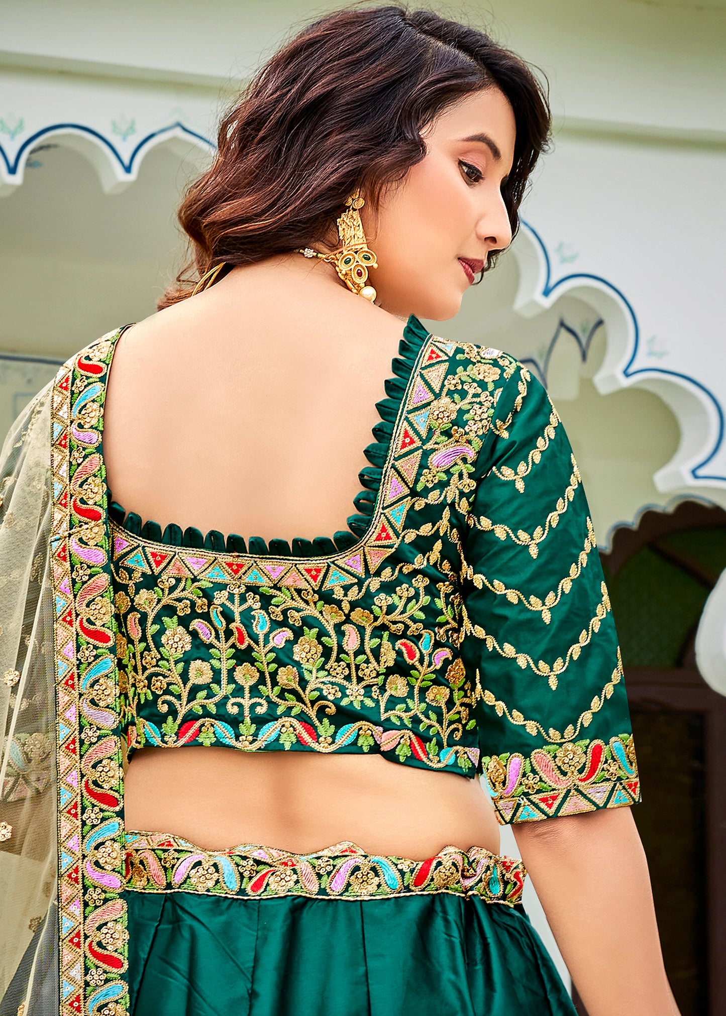 Green Silk Party Wear Lehenga Choli for Mehendi 902