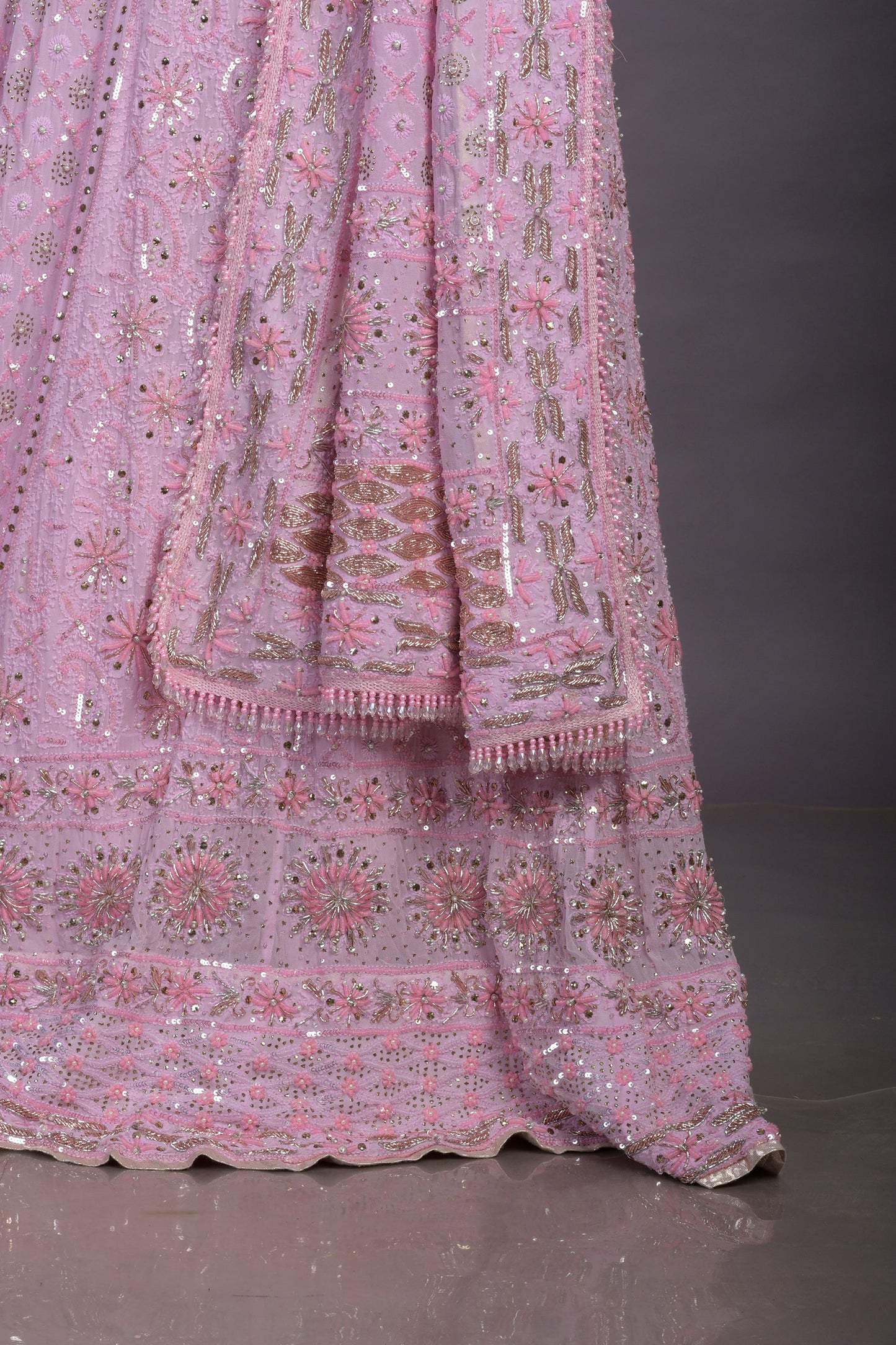 Pink Lehenga With Chikankari Embellished With Nakshi And Zardozi Work