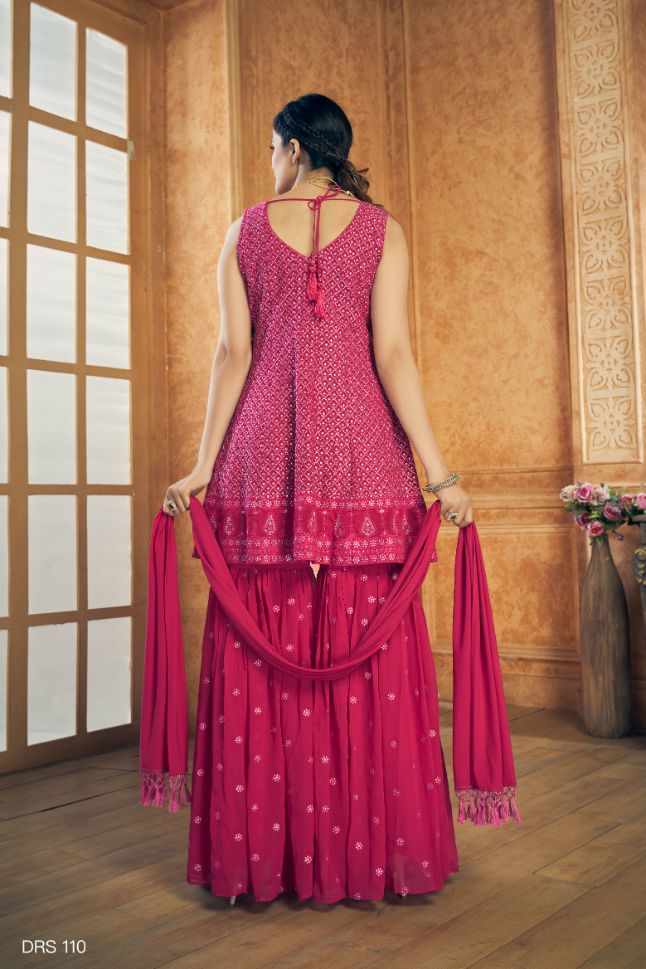 Pink Color Georgette Resham Designer Pakistani Suit