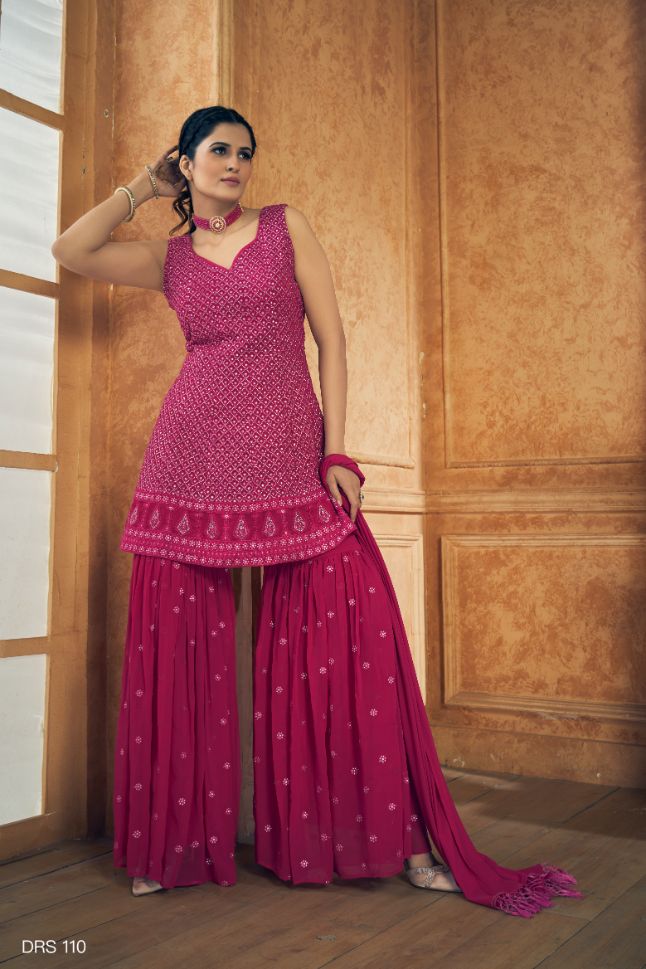 Pink Color Georgette Resham Designer Pakistani Suit