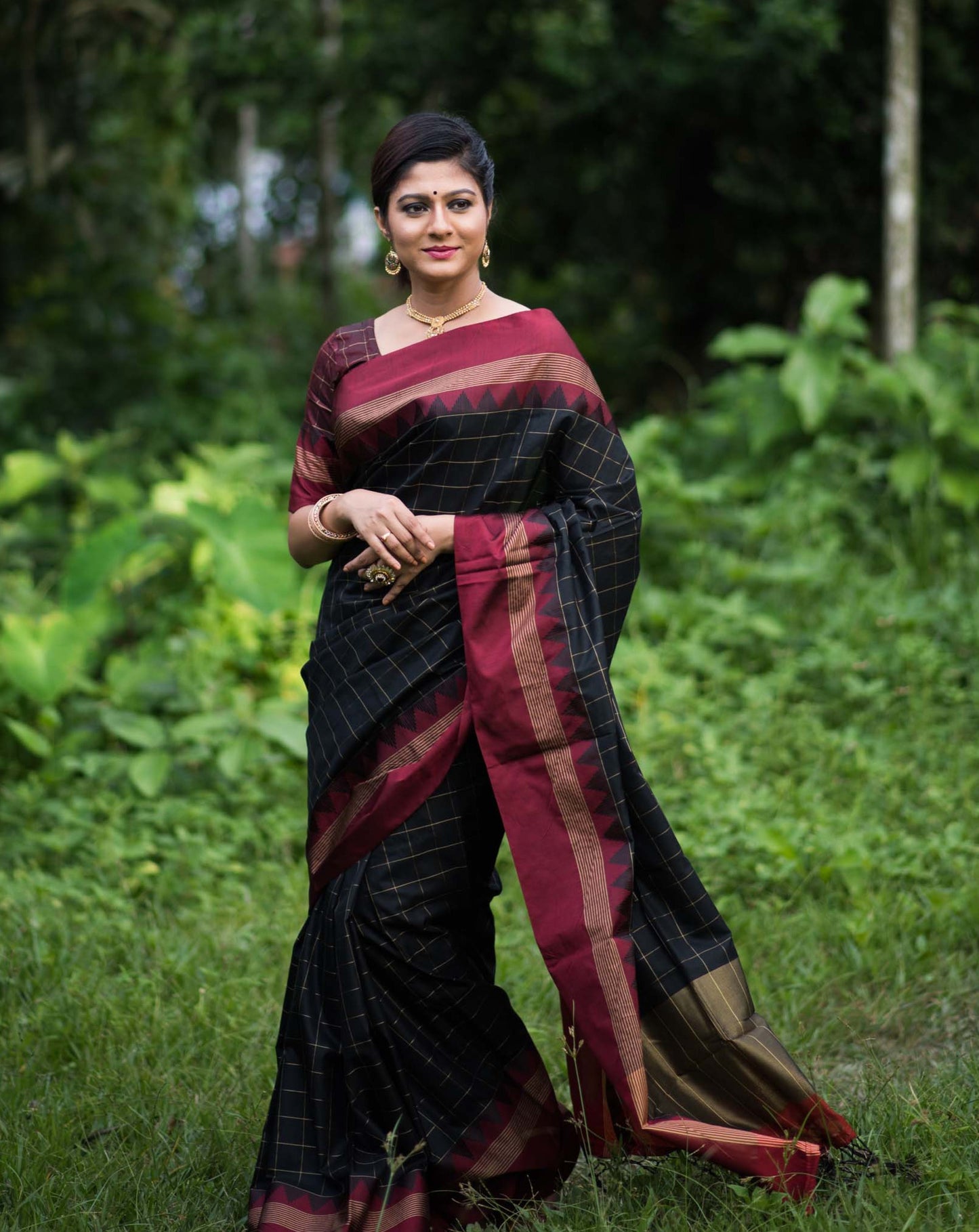 Black Zari Woven Raw Silk Saree