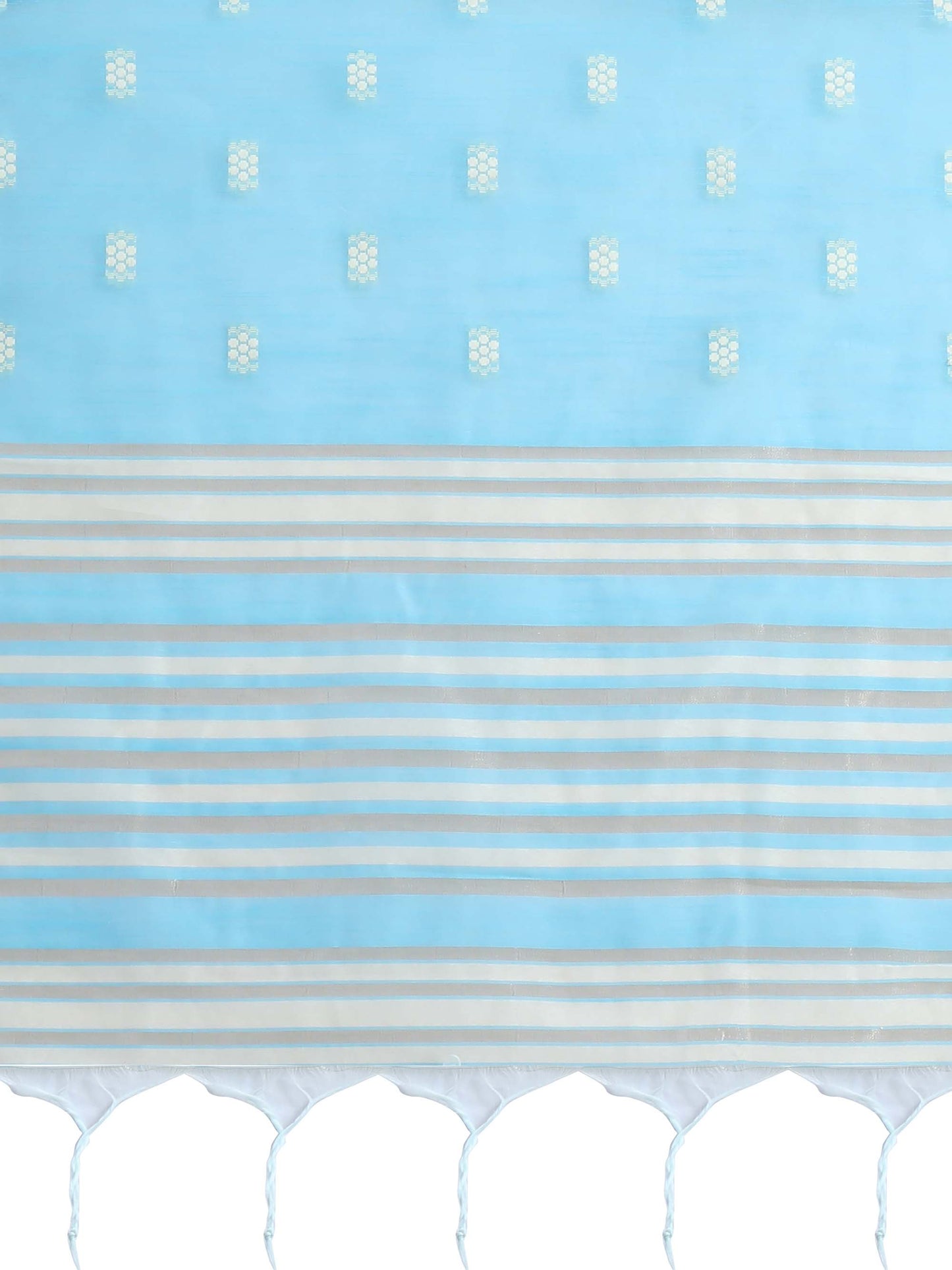 Sky Blue Chikankari Woven Lucknowi Cotton Saree