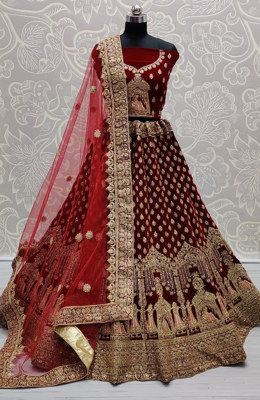 Maroon Heavy Bridal Lehenga Choli