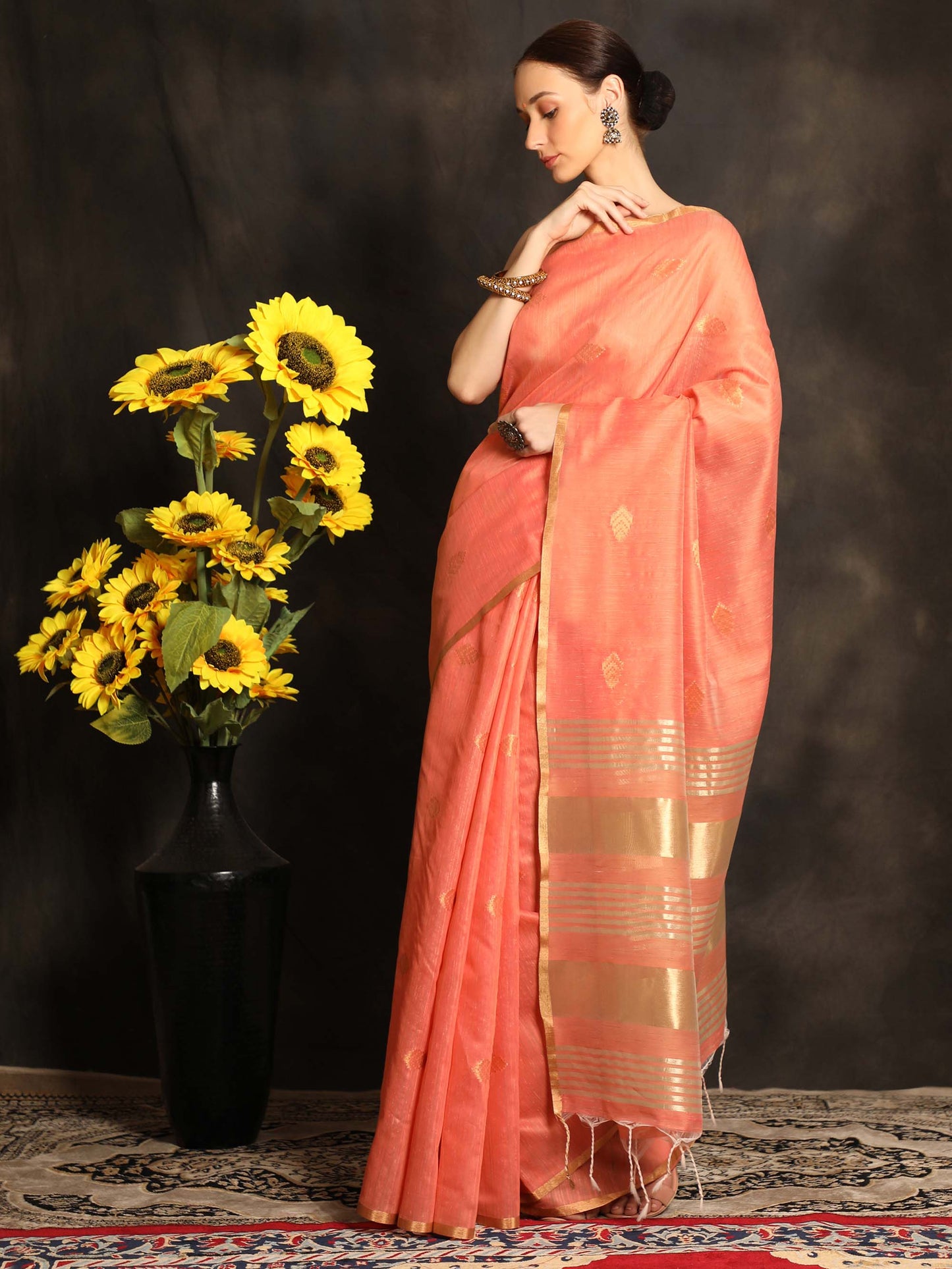 Orange Zari Woven Kanchi Cotton Saree