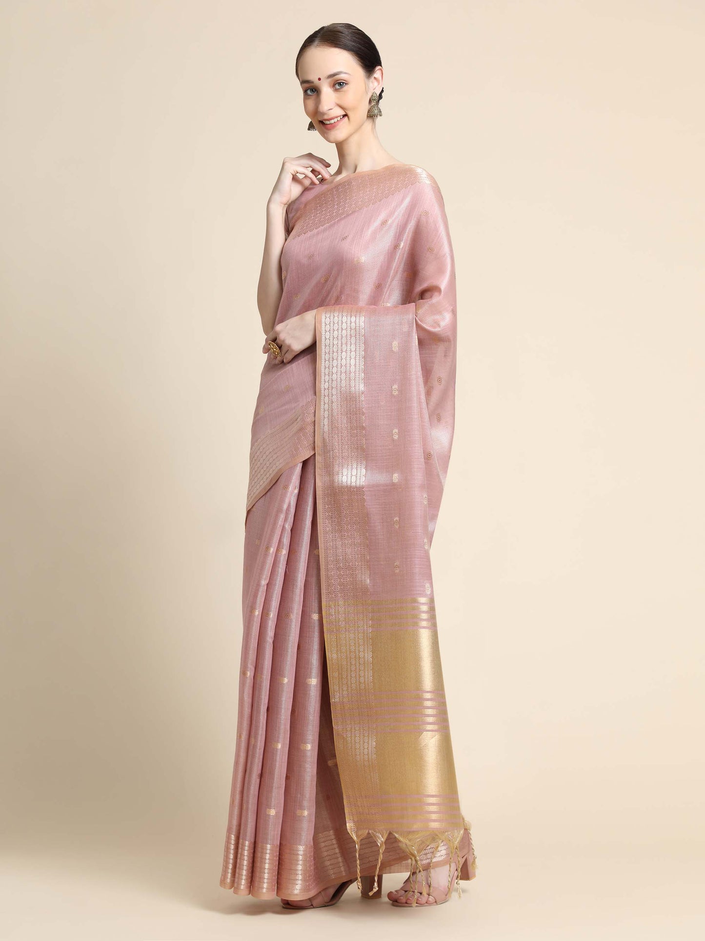 Wine Zari Maheshwari Silk Saree