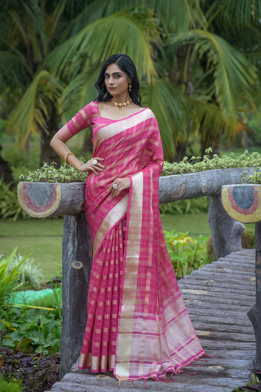 Rani Zari Woven Organza Saree