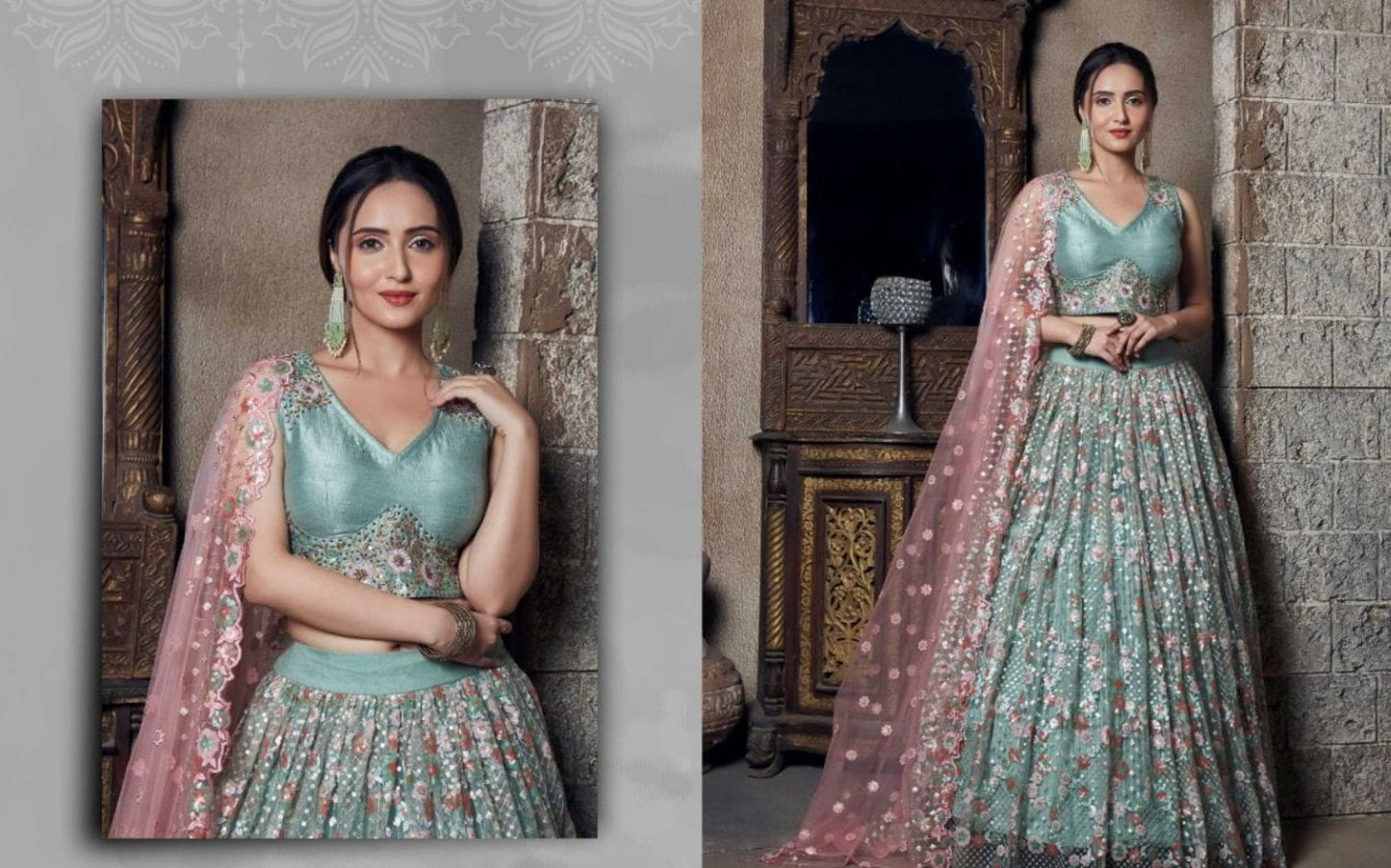 Green Embroidery Organza Silk Party Wear Lehenga Choli