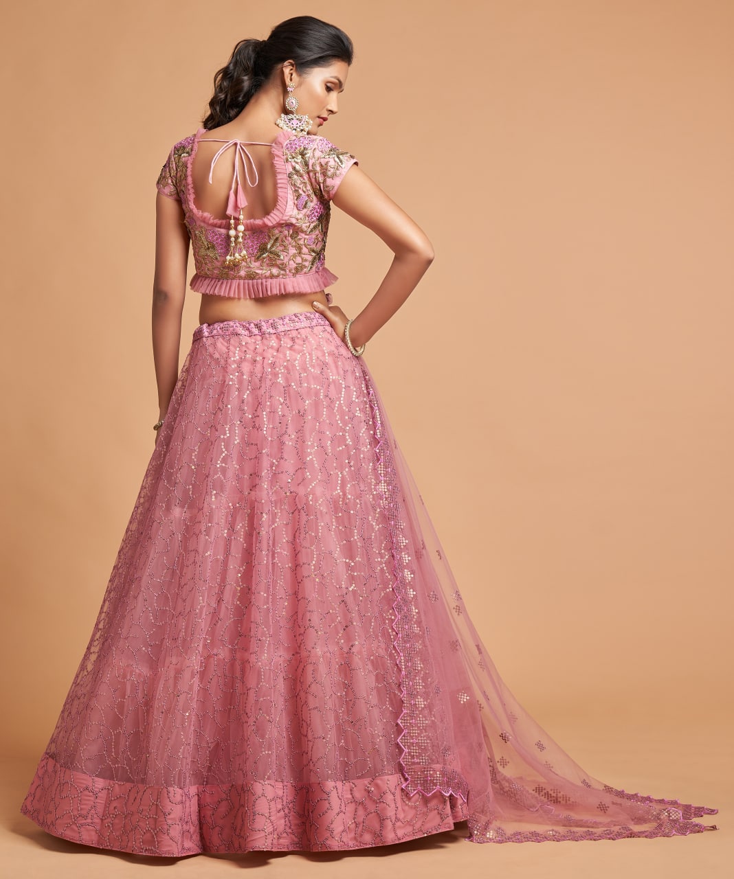 Blush Pink Abstract Designer Lehenga Choli