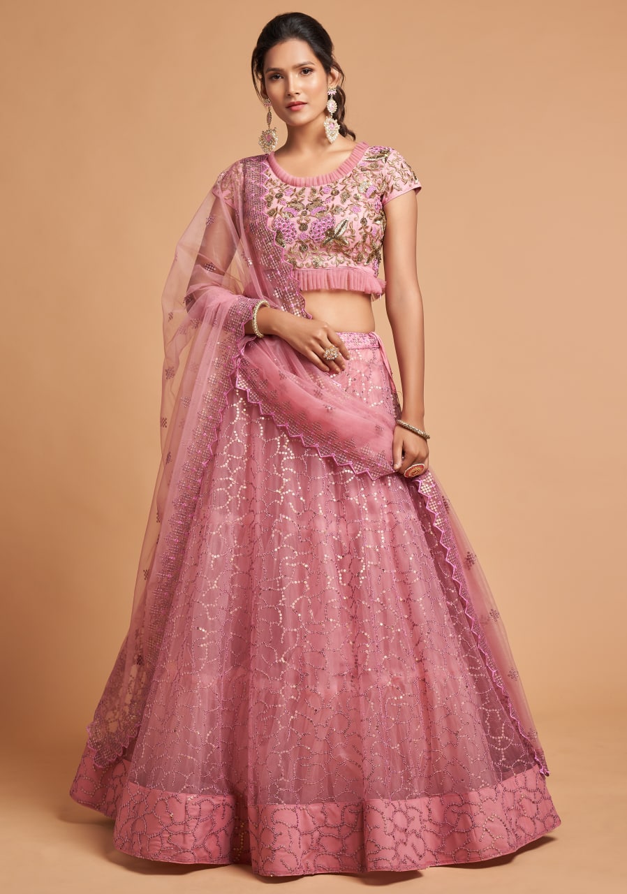 Blush Pink Abstract Designer Lehenga Choli